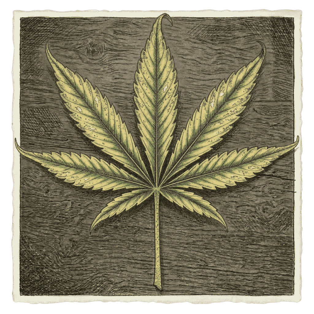 Eisenmangel Cannabis: intensiv gelbe neue Blätter mit grünen Adern