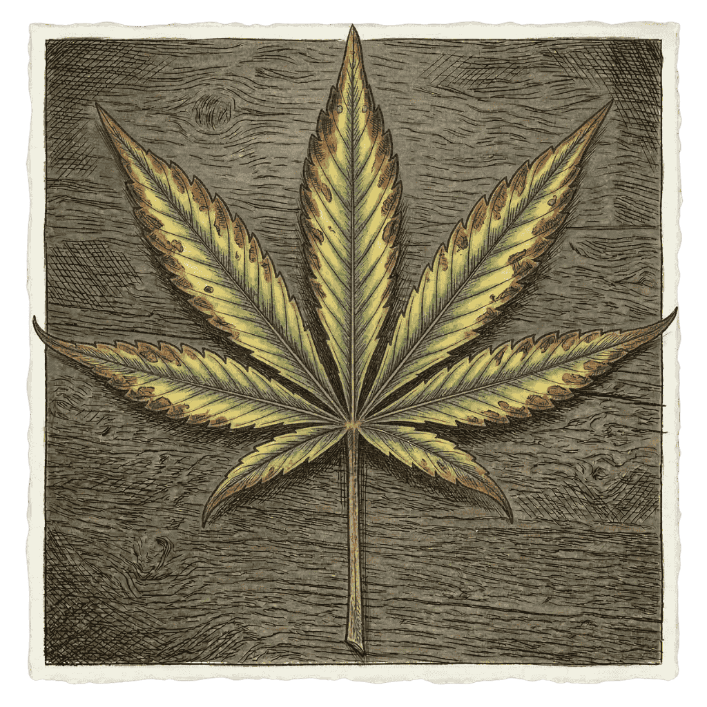 Kaliummangel Cannabis: verbrannte Blattränder, eingerollte Spitzen