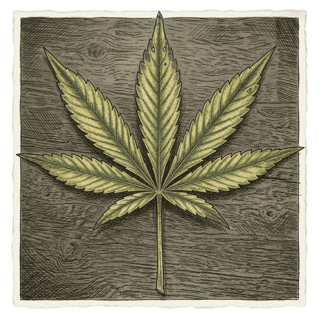 Magnesiummangel Cannabis: Interveinalchlorose, Blattadern grün, Flächen gelb