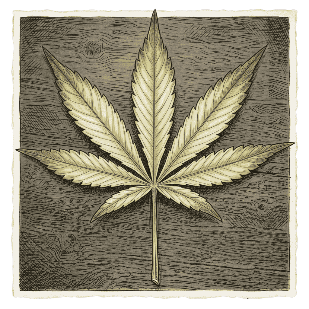 Stickstoffmangel Cannabis: gleichmäßig vergilbte untere Blätter